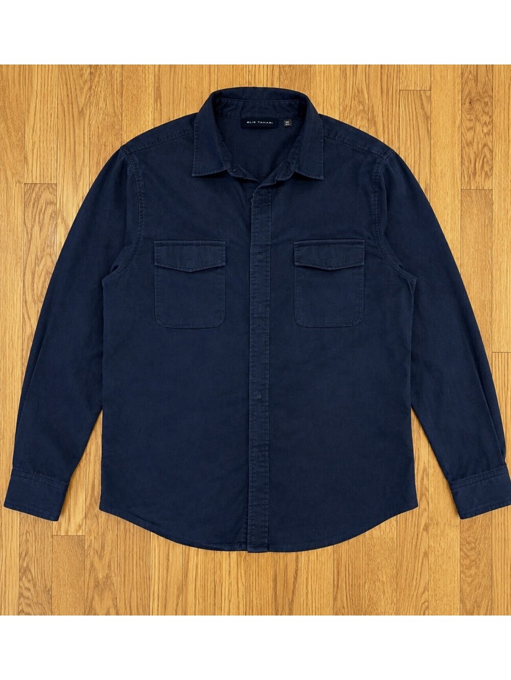 Size Large Men’s Elie Tahari Men’s Button Up Shirt Navy Blue Long Sleeve Casual